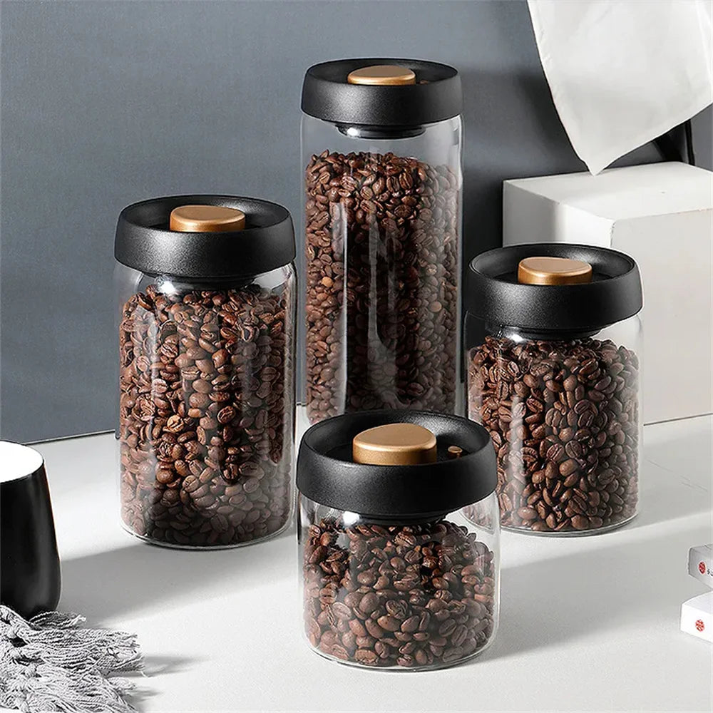 Vacuum Sealed Glass Coffee Bean Storage Container