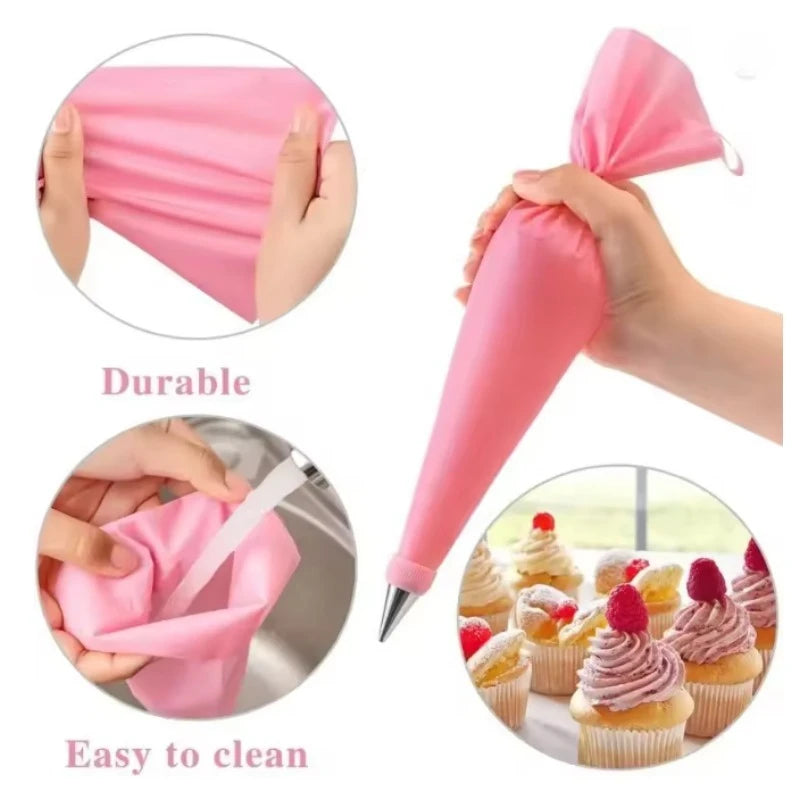 Silicone Piping Tip Set with Stainless Steel Nozzles