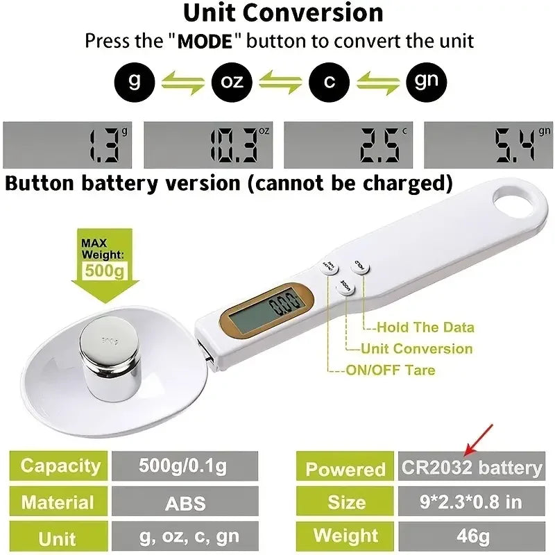 Digital Spoon Scale for Flour, Milk & Coffee