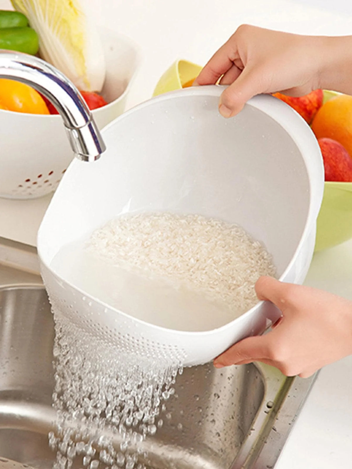 Kitchen Colander Rice & Fruit Washing Basket