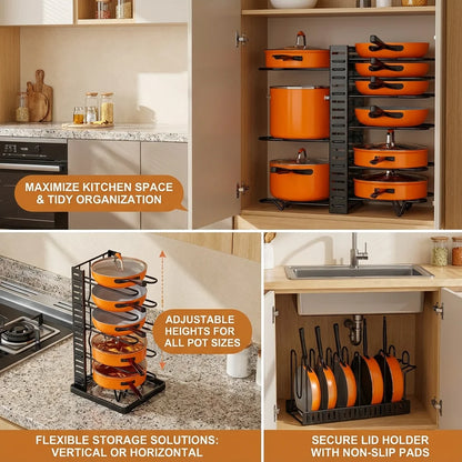 8 Tier Space Saving Pot Rack Organizer