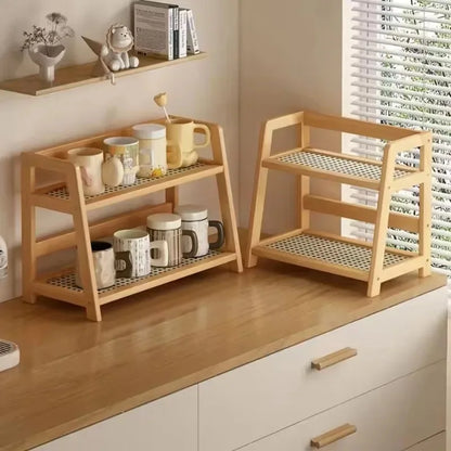 Retro Bamboo 2 Tier Kitchen Storage Rack
