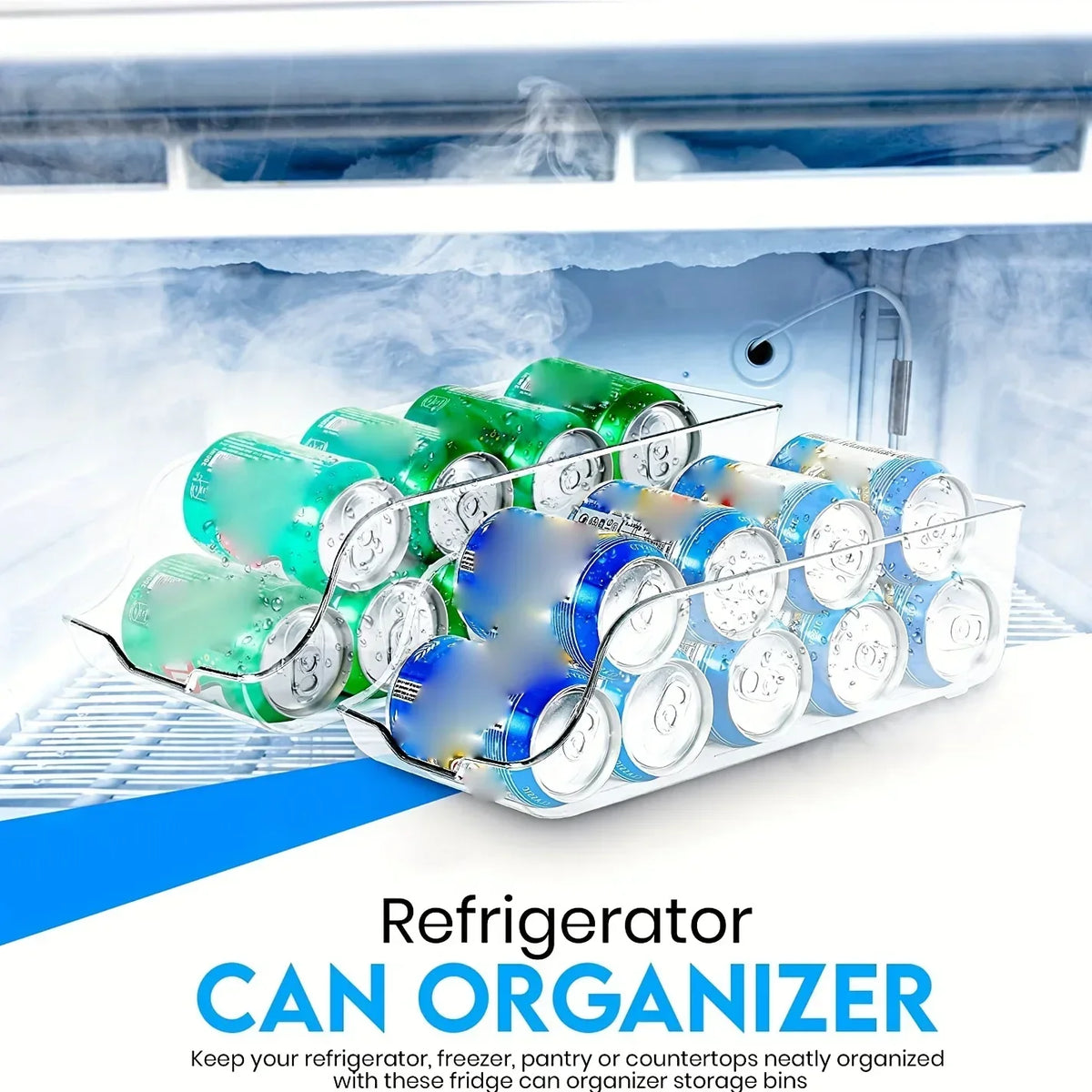 Soda Can Dispenser & Fridge Organizer Bin