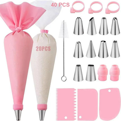 Silicone Piping Tip Set with Stainless Steel Nozzles