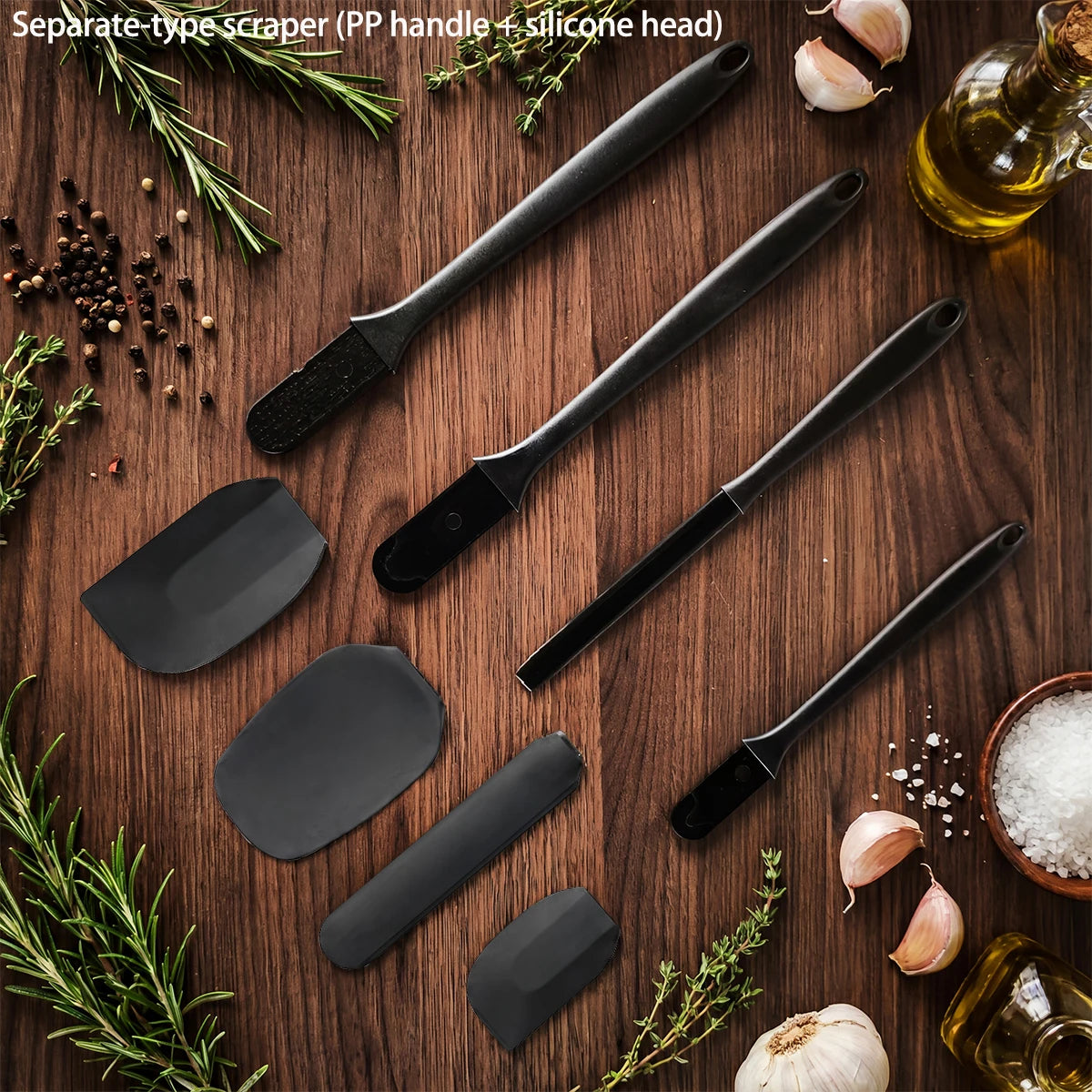 Silicone Spatula, Scraper & Oil Brush Set