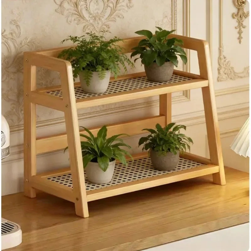 Retro Bamboo 2 Tier Kitchen Storage Rack
