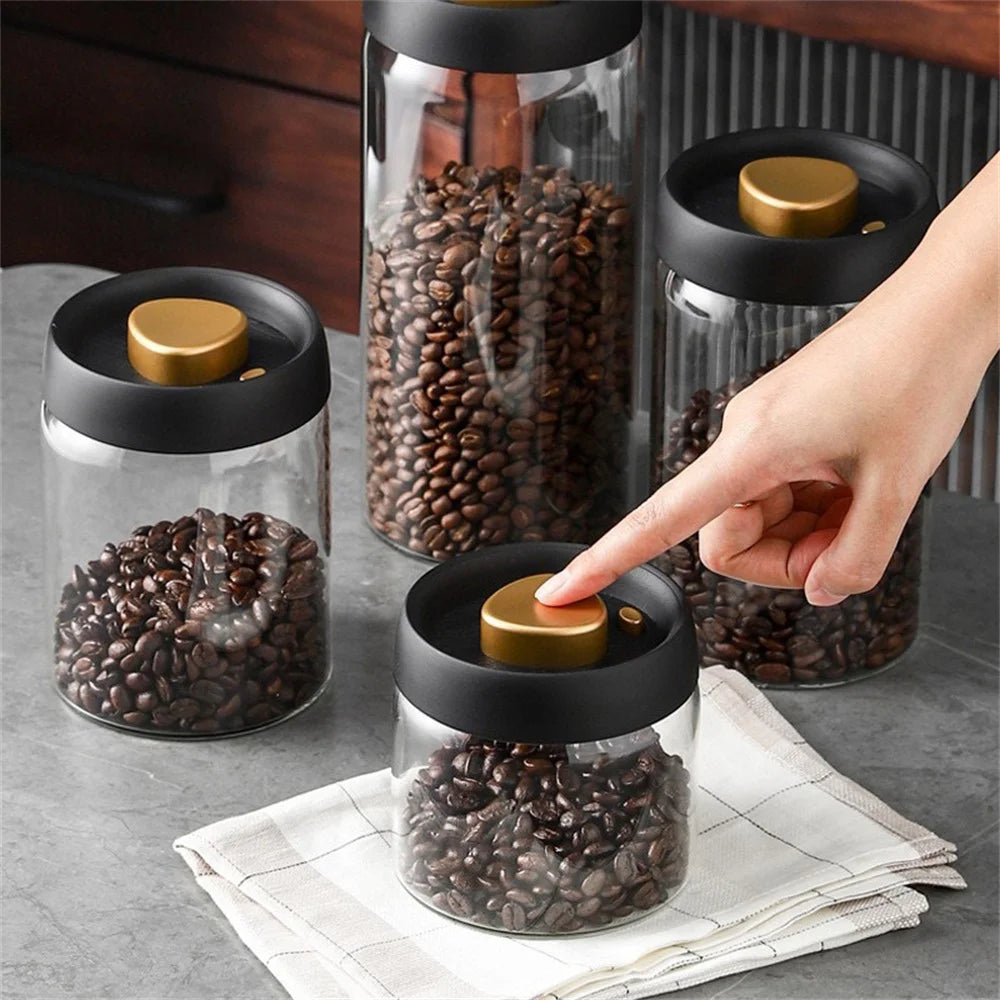 Vacuum Sealed Glass Coffee Bean Storage Container