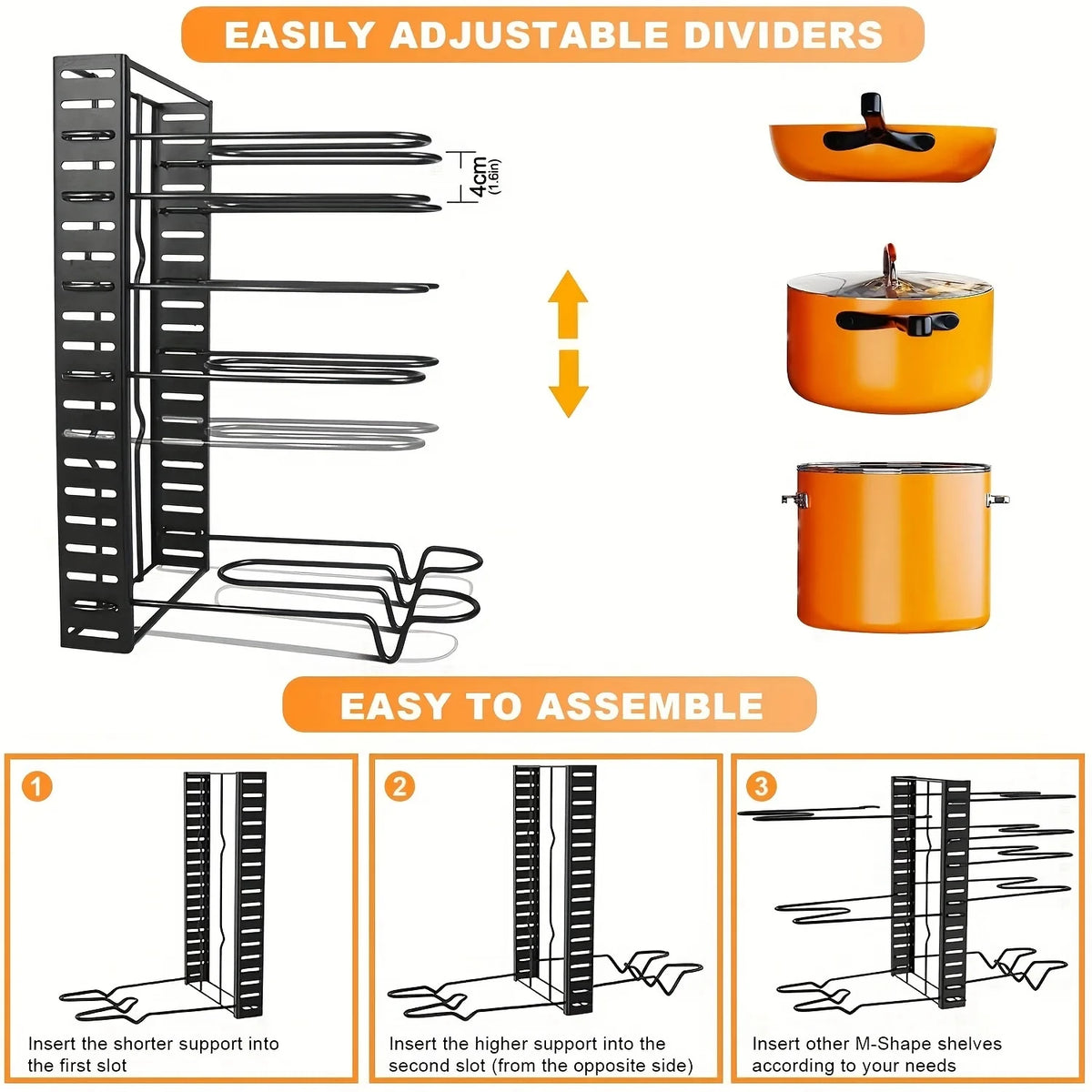 8 Tier Space Saving Pot Rack Organizer