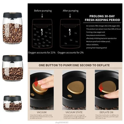 Vacuum Sealed Glass Coffee Bean Storage Container