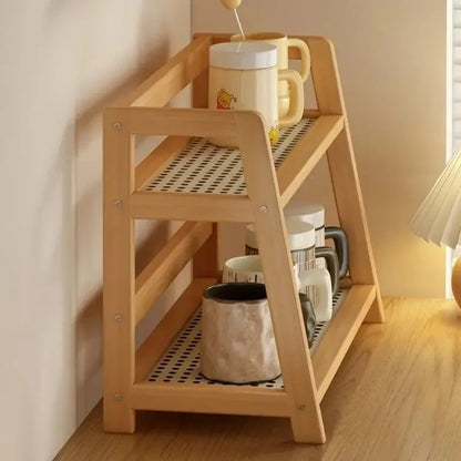 Retro Bamboo 2 Tier Kitchen Storage Rack