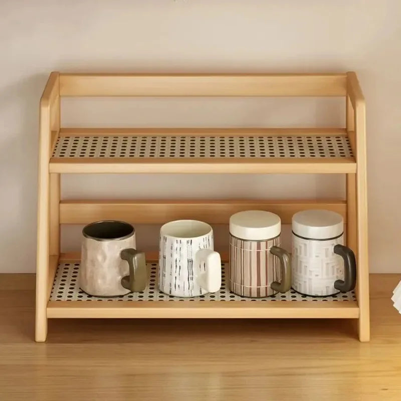 Retro Bamboo 2 Tier Kitchen Storage Rack
