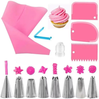 Silicone Piping Tip Set with Stainless Steel Nozzles