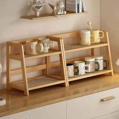 Retro Bamboo 2 Tier Kitchen Storage Rack
