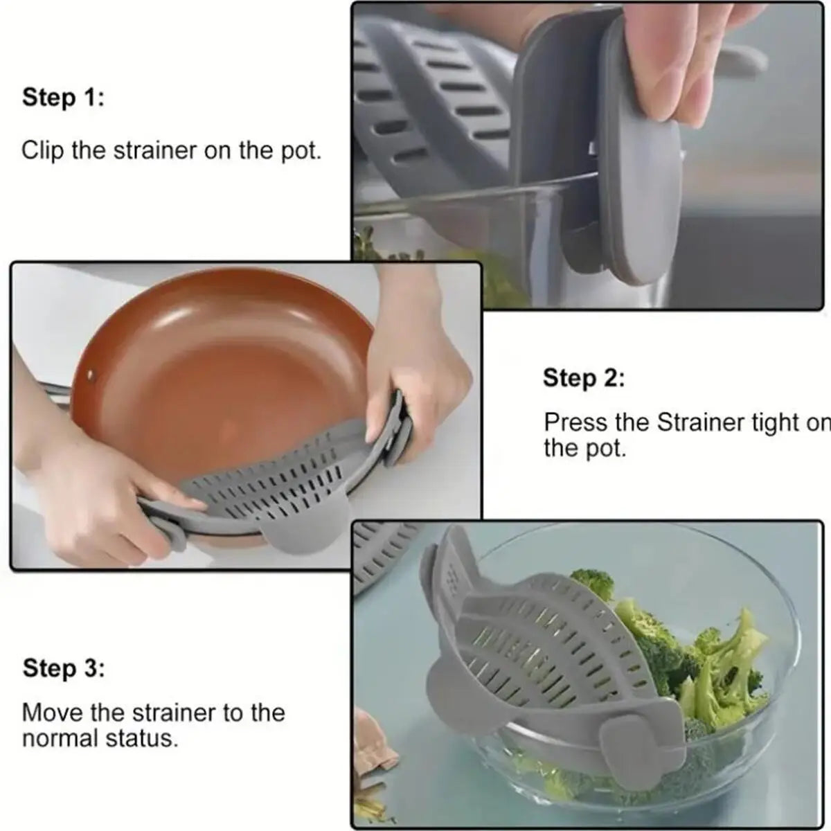 Clip On Strainer for Pots, Pans & Bowls